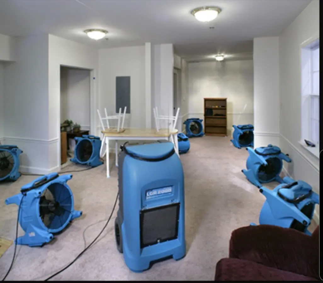 Air movers and dehumidifier setup for Water Extraction & Removal in Grimes